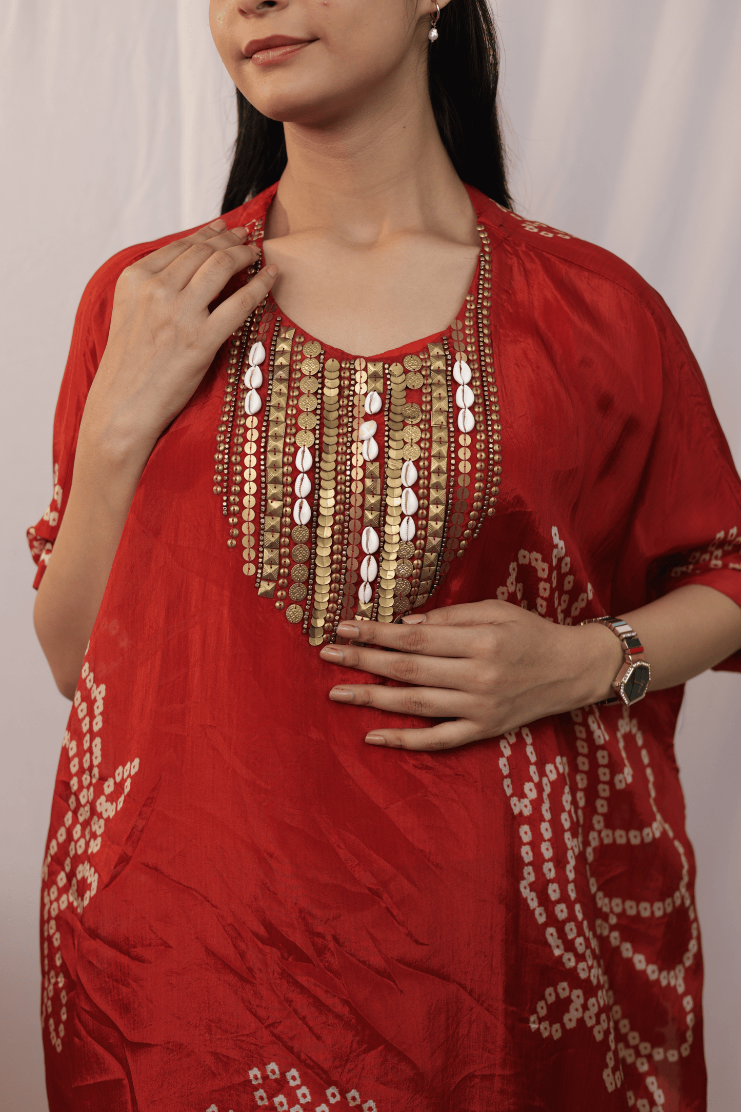 "Banjara" Bandhni Print Cowrie 3pc Kaftan Set