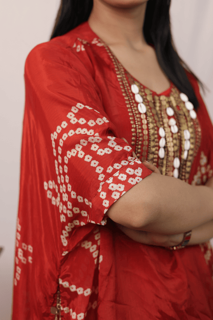 "Banjara" Bandhni Print Cowrie 3pc Kaftan Set