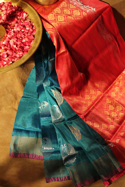 Blue Kanchipuram Silk Zari Border Saree