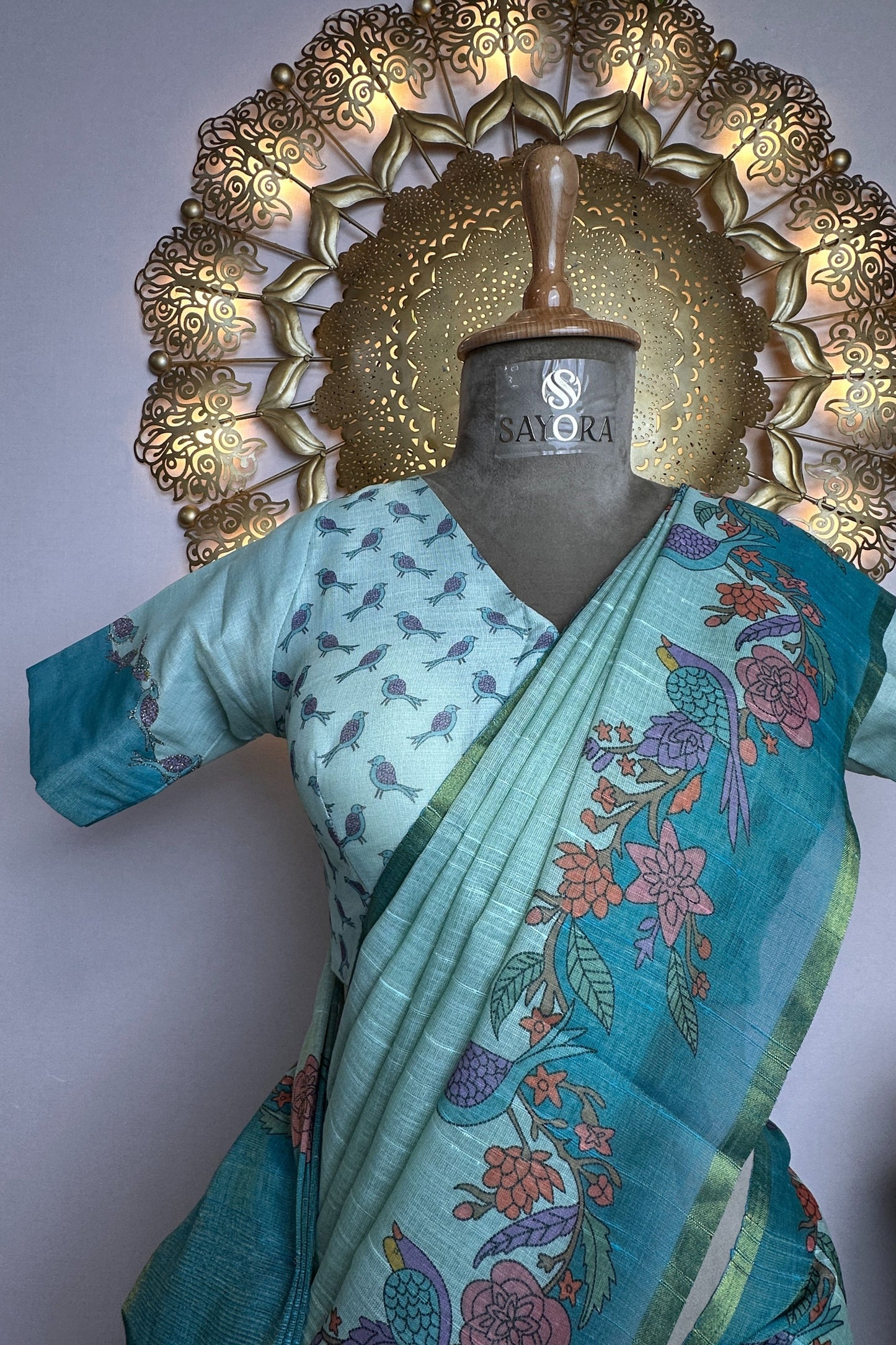 Raw Linen Silk Summer Special Saree With Stitched Designer Blouse