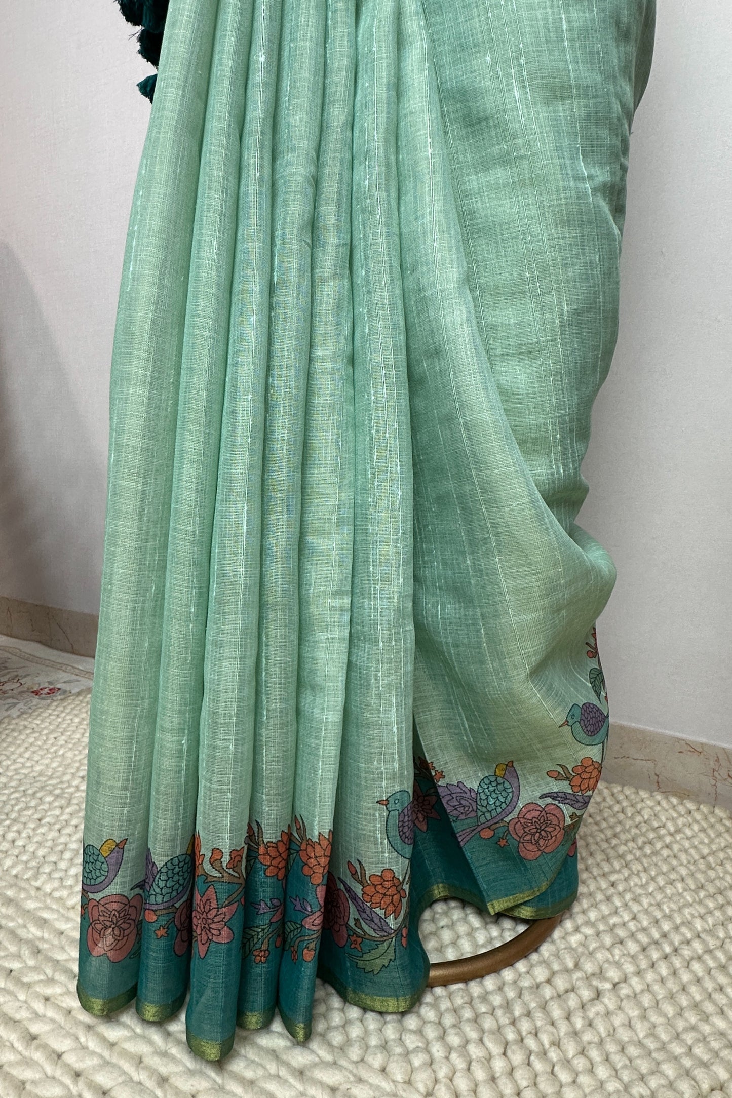 Raw Linen Silk Summer Special Saree With Stitched Designer Blouse