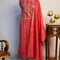 Chanderi Banarasi Zardozi Handwork Brick Red Unstitched Suit Set