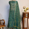 Chanderi Ikkat Print Zardozi Embroidered Green Unstitched Suit Set