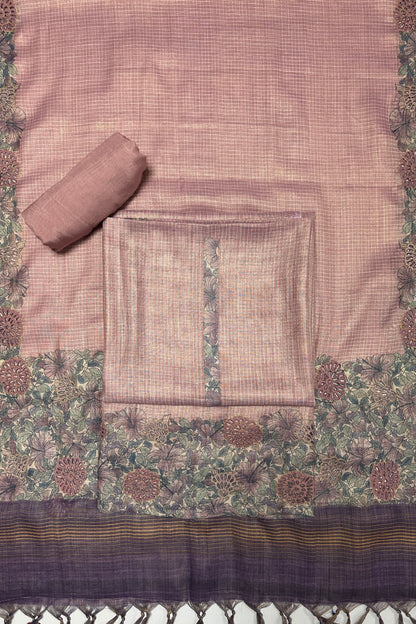 Checked Mauve 3 Piece Unstitched suit