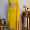 Crepe Silk Yellow Hand Embroidered Unstitched Suit Set With Golden Thread Zari Embroidery