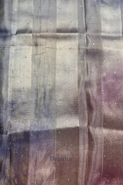 Crushed Tissue Pearl and Zardozi embroidered Unstitched Suit