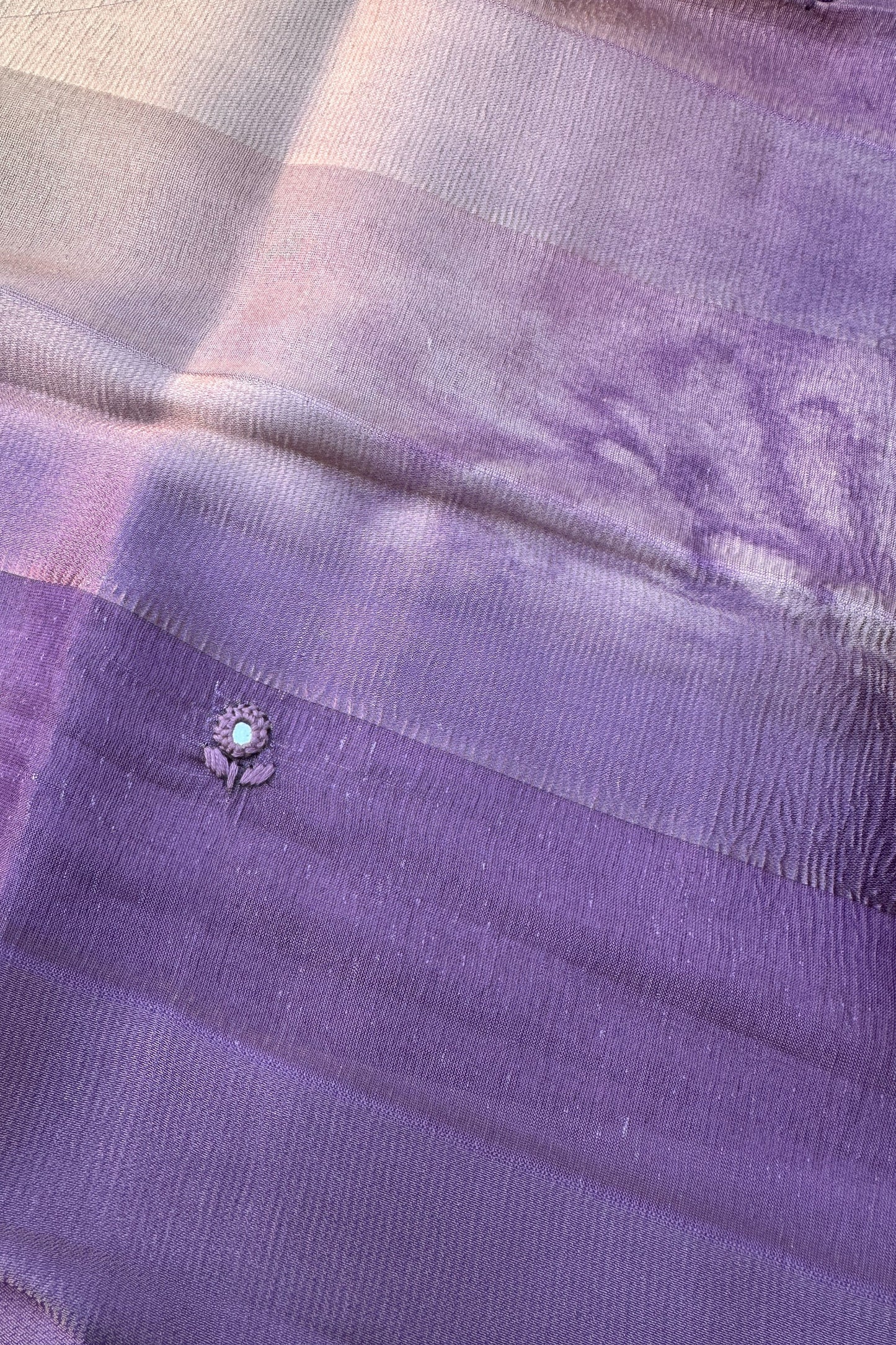 Crushed Silk Mirror Handwork Unstitched Suit Set