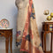 Crushed Tissue Beige Gold Hand Embroidered Unstitched suit Set With Digital Printed Dupatta