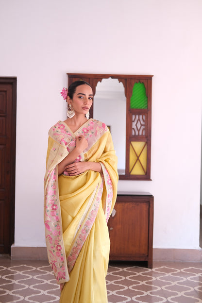 Chiffon flamingo saree