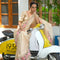 Tissue cutwork saree