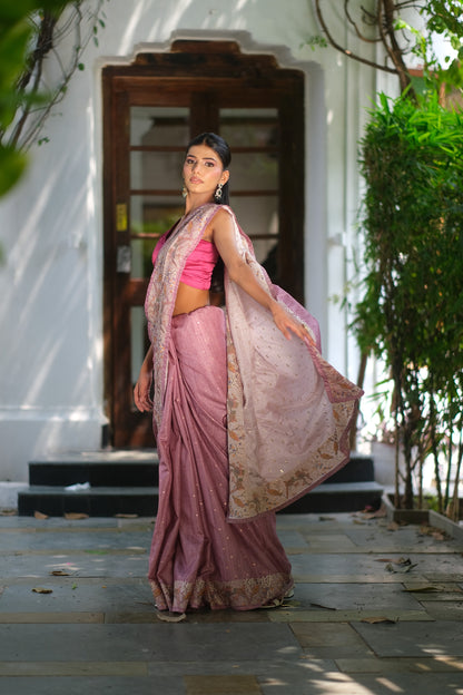 Tussar Embroidery saree