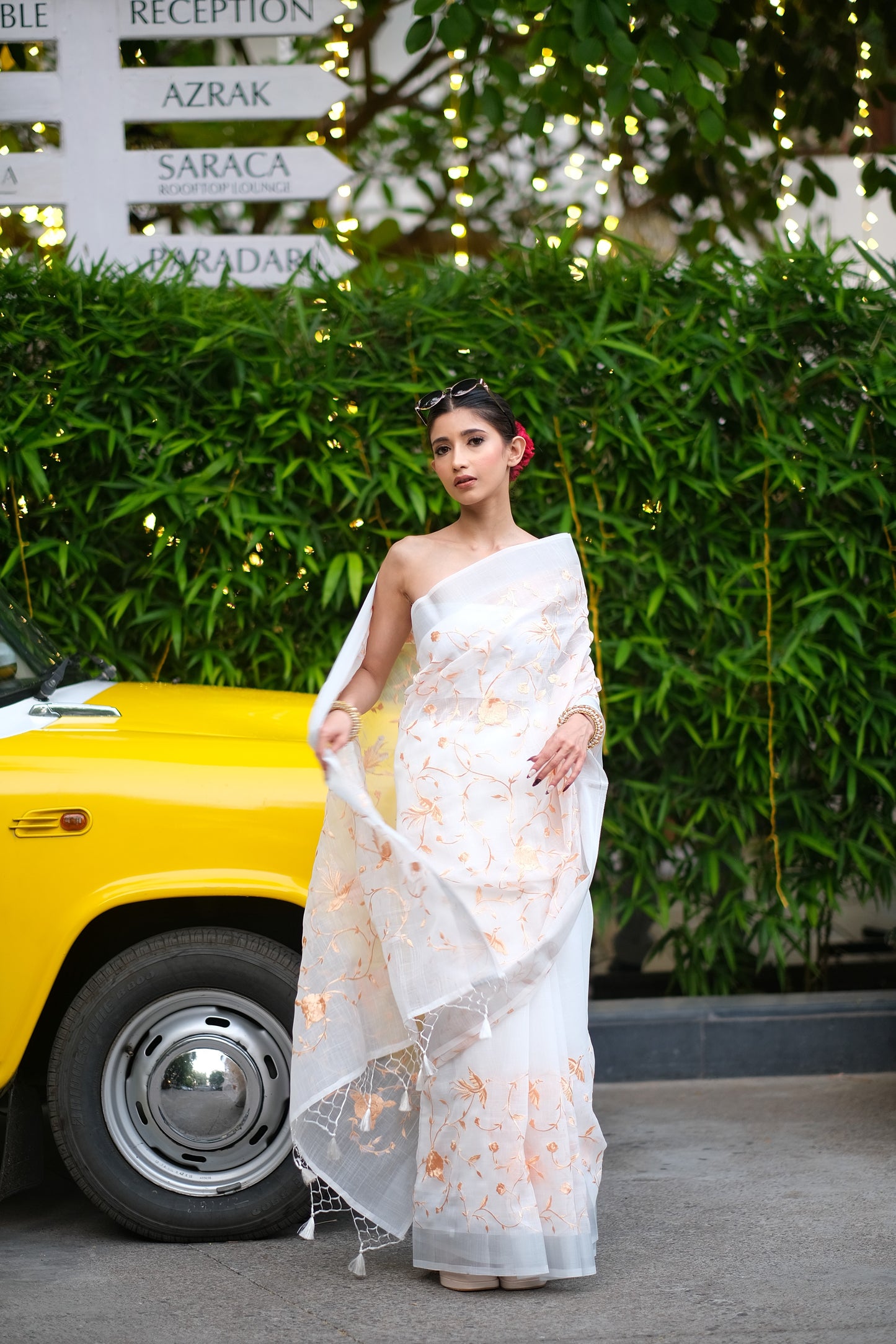 Linen Flamingo saree