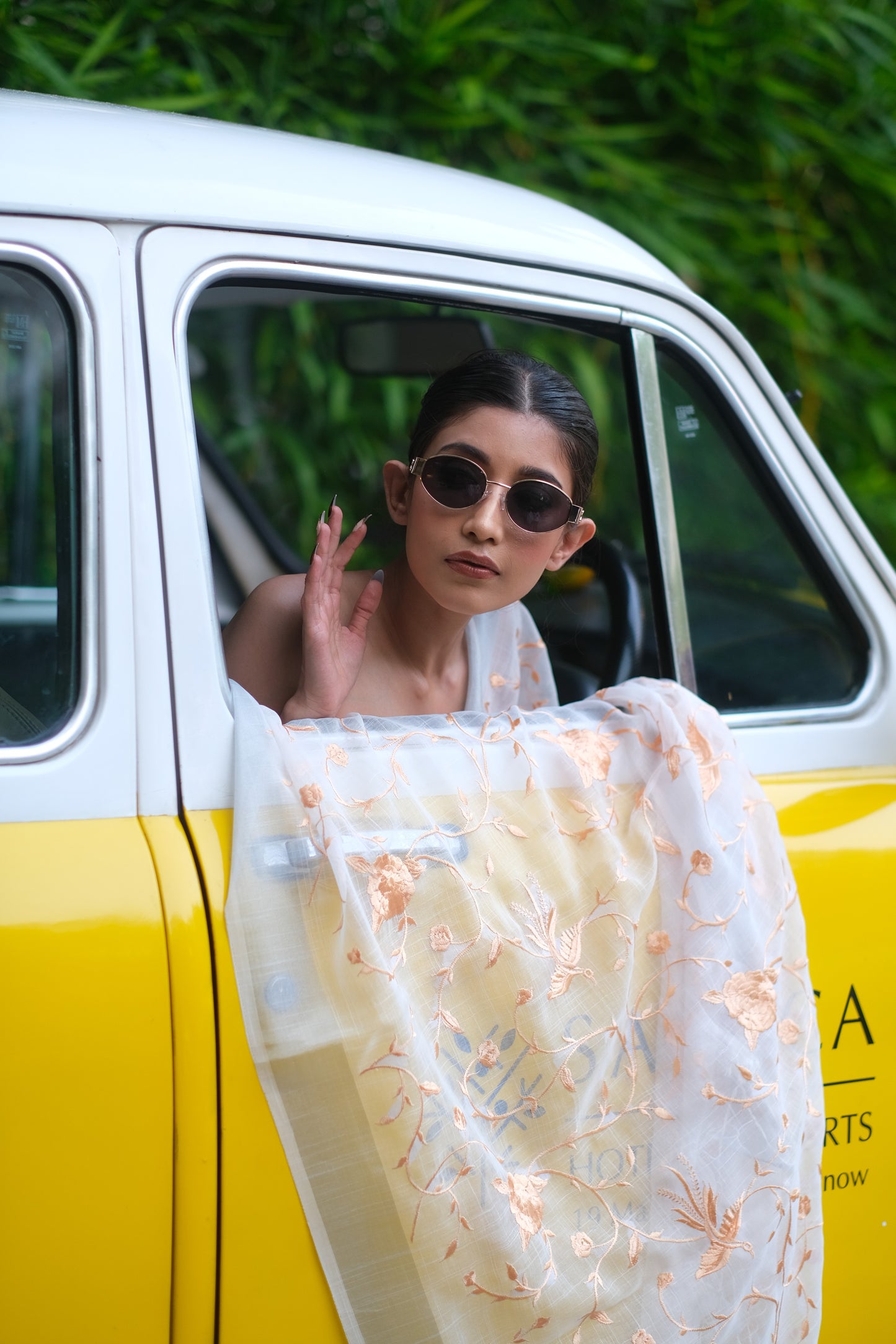 Linen Flamingo saree
