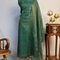 Dark Green Mirror Handwork Tissue Unstitched Suit Set With Kantha Dupatta