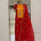 Red Banarasi Chanderi Hand embroidered Unstitched Suit With Kota Dupatta