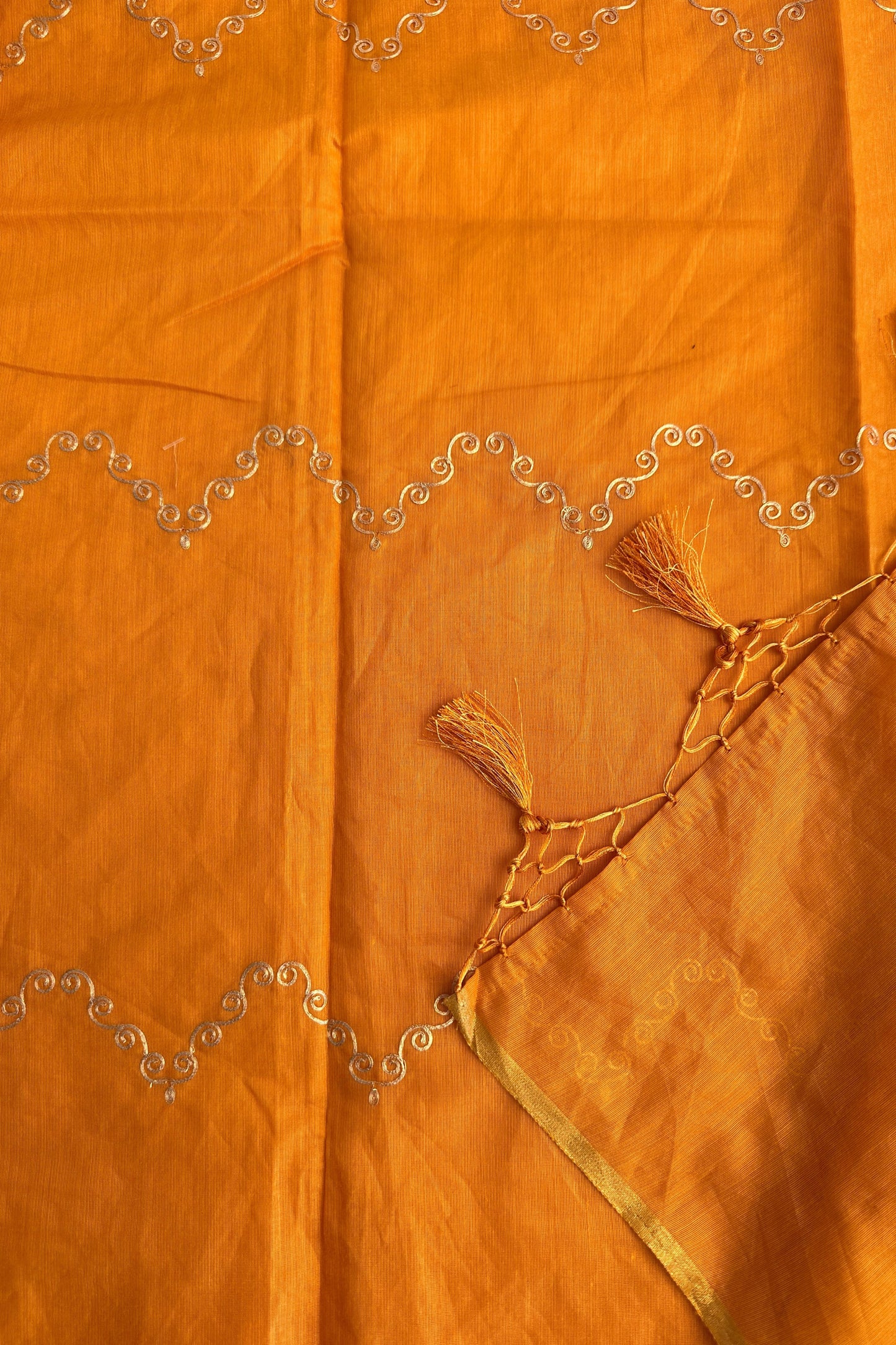Yellow Banarasi Weaved  Zardozi Embroidered Unstitched Suit Set With Pitta Work Dupatta