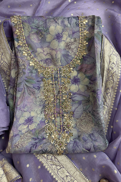 Floral Printed 3 piece Lavender Set