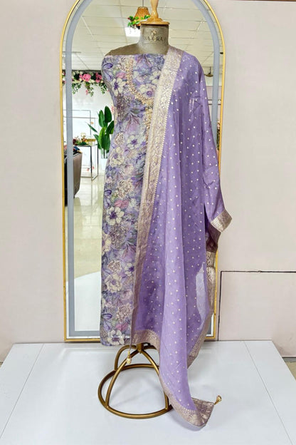 Floral Printed 3 piece Lavender Set