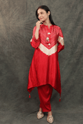 Gajji silk bandhni style designer Co-ord set (with neck accessories).