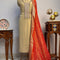 Golden Tissue embroidered Unstitched Suit Set With Bandhni Dupatta