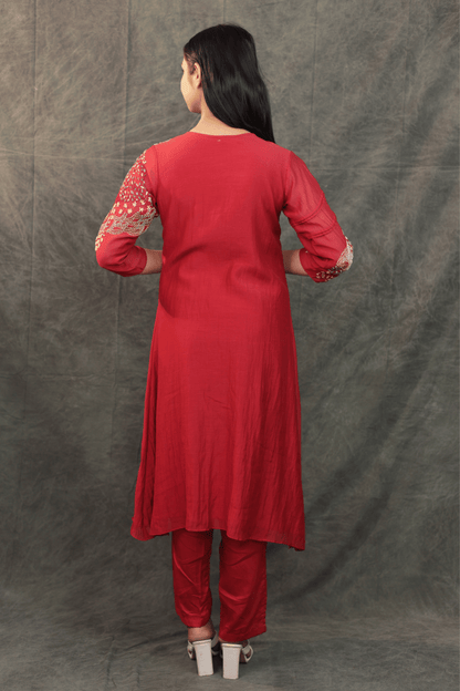 Kantha & mirror embroidered mulchanderi Co-ord set