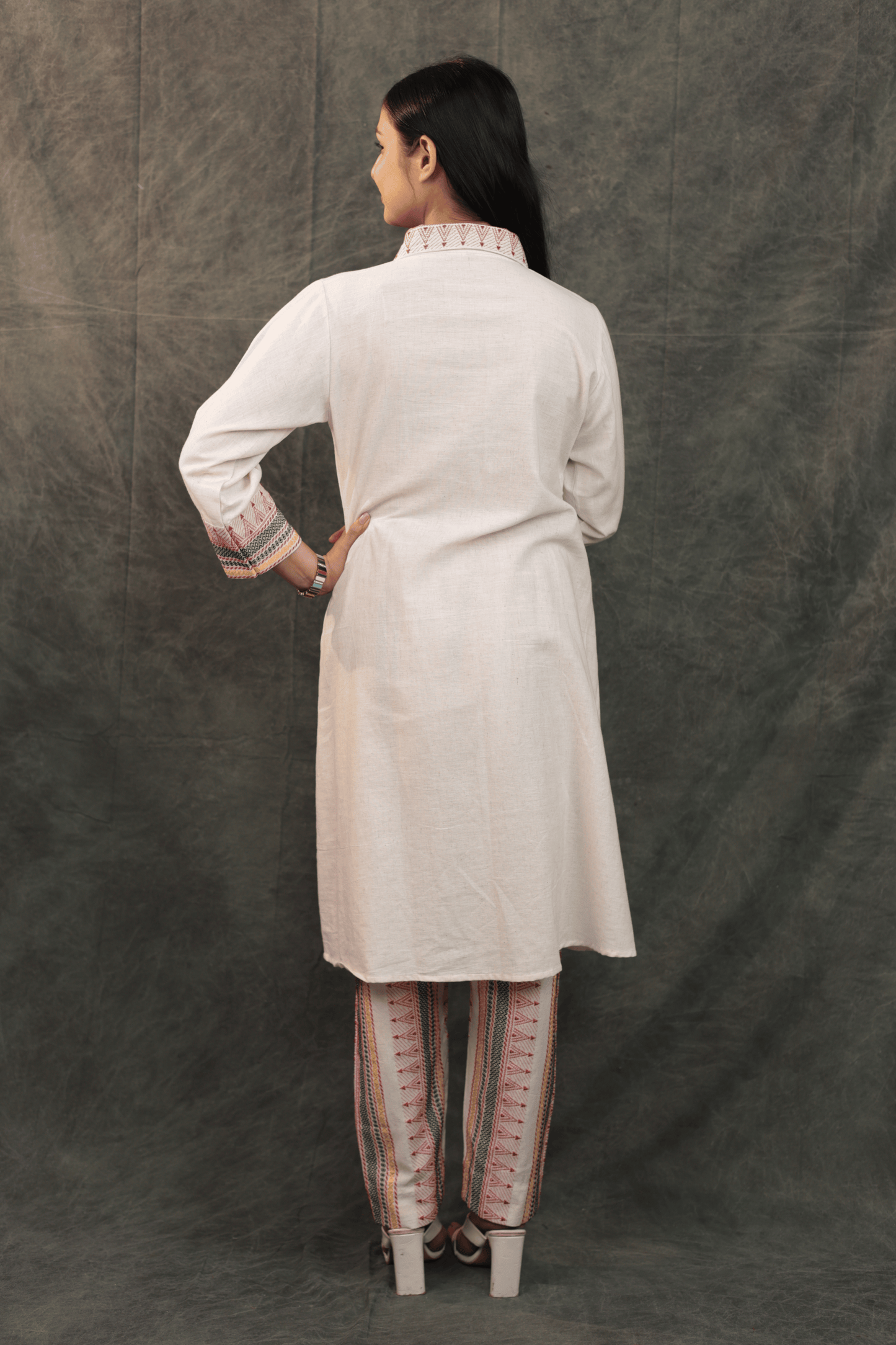 Khadi cotton thread embroidery workwear Co-ord set