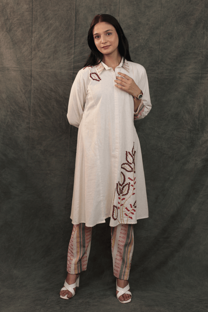 Khadi cotton thread embroidery workwear Co-ord set