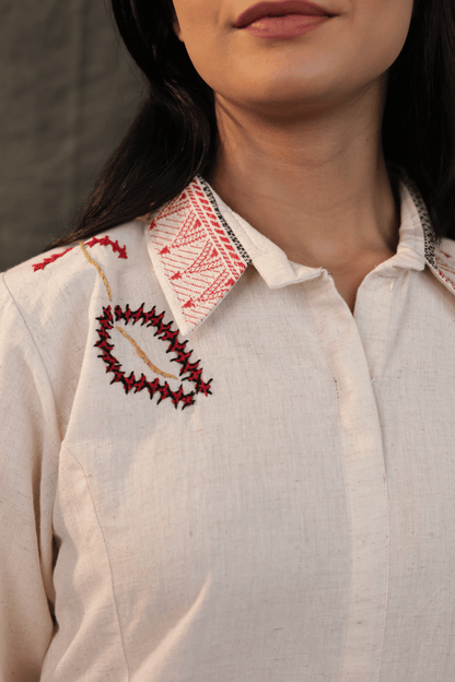 Khadi cotton thread embroidery workwear Co-ord set