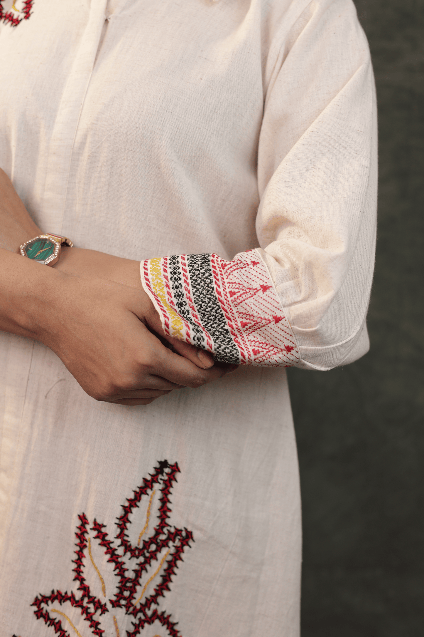 Khadi cotton thread embroidery workwear Co-ord set