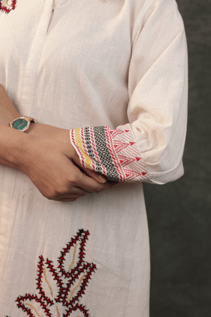 Khadi cotton thread embroidery workwear Co-ord set