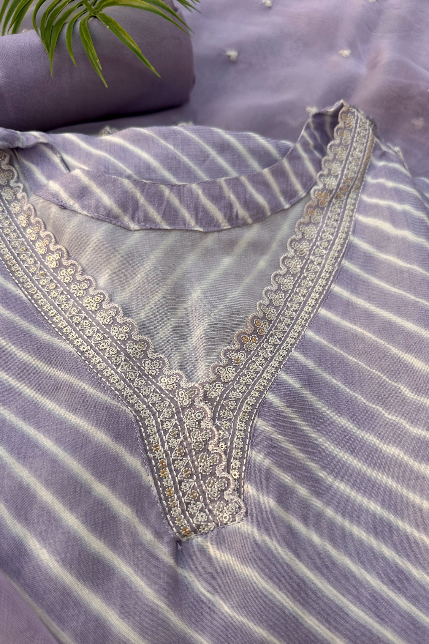 Lavender Chinon 3 Piece  Unstitched Suit Set