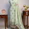 Mint Green Pure Organza Silk Unstitched Suit Set With Hand Embroidery & Matching Dupatta