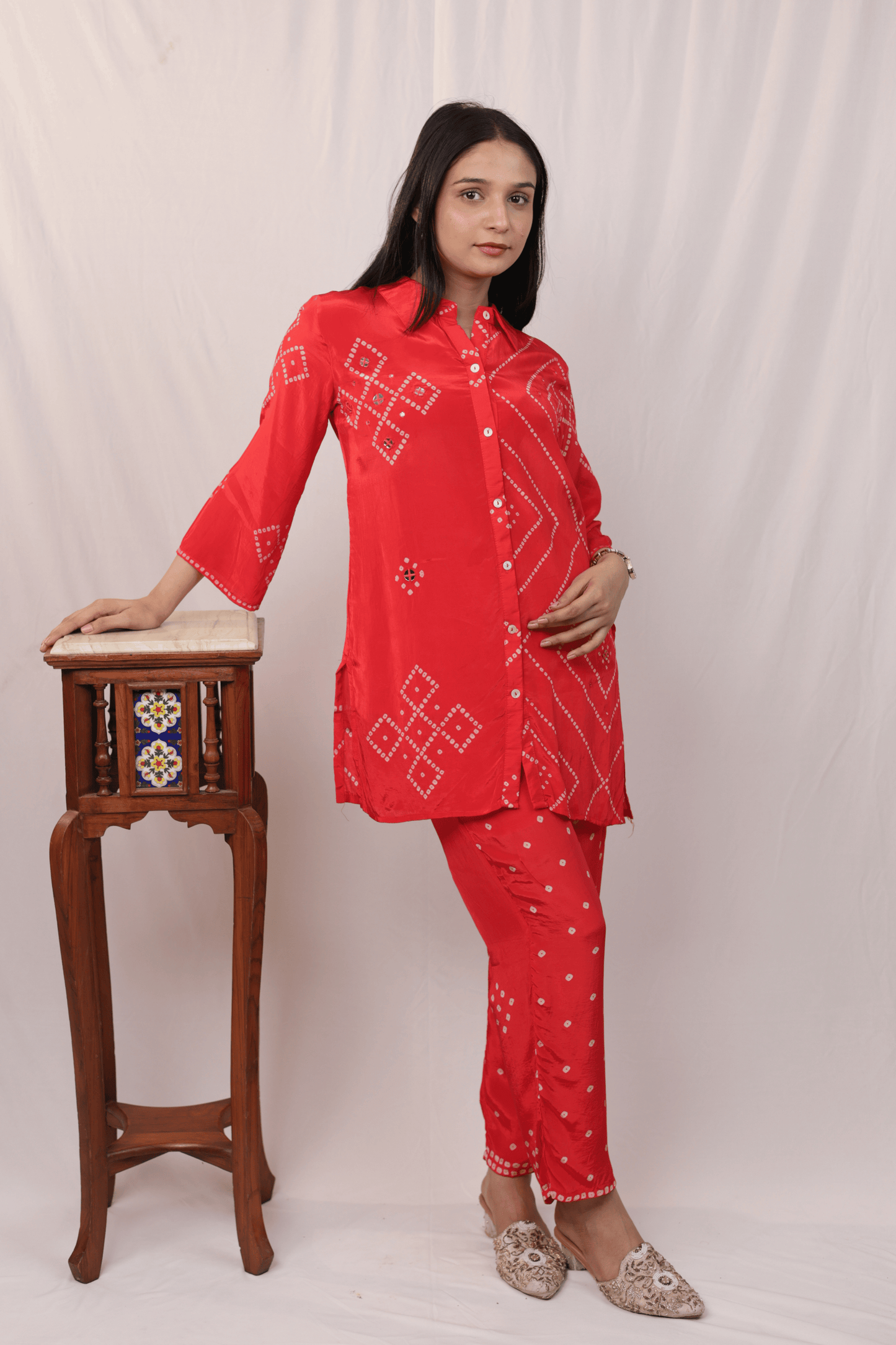 Mirror work bandhni style designer Co-ord set