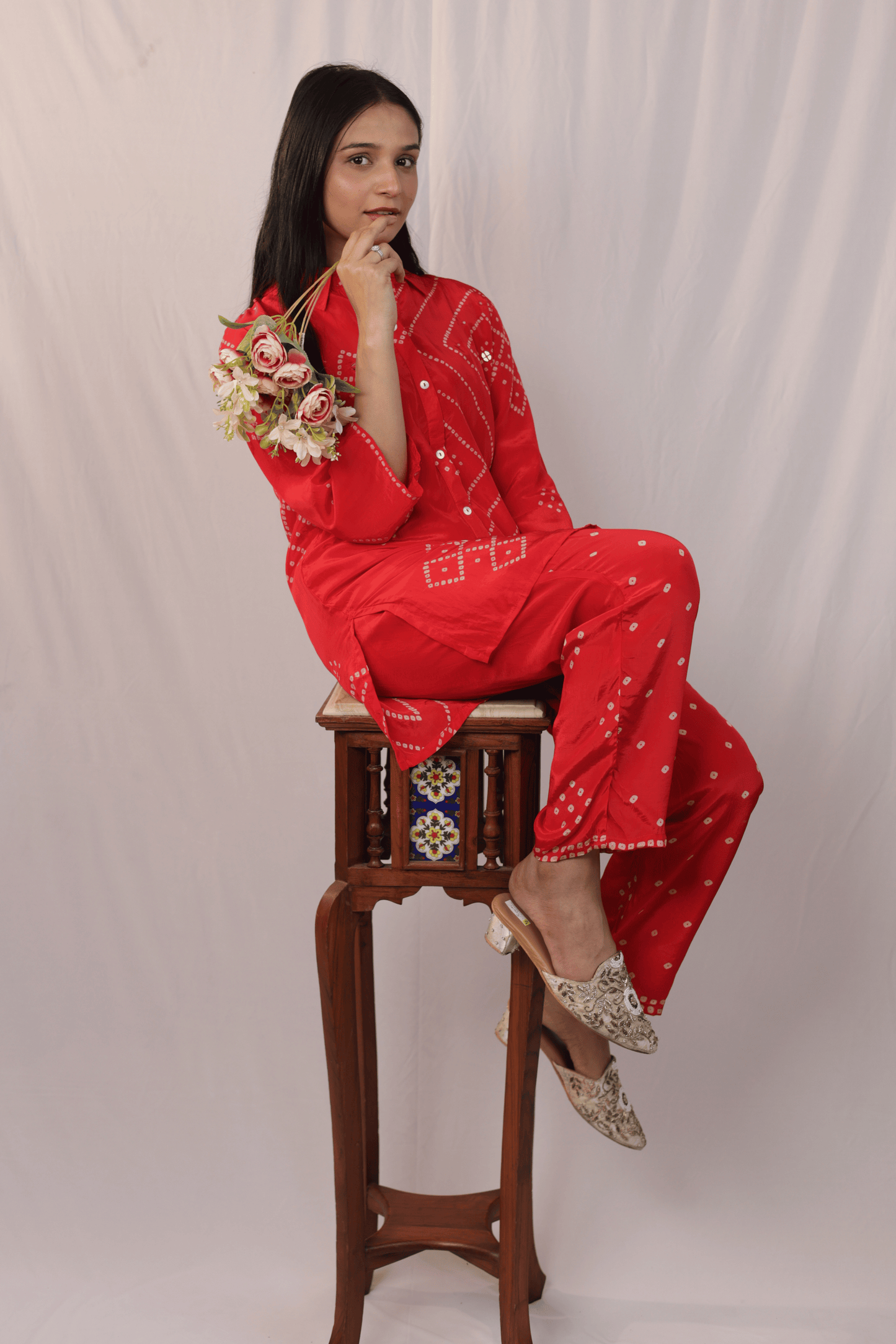 Mirror work bandhni style designer Co-ord set