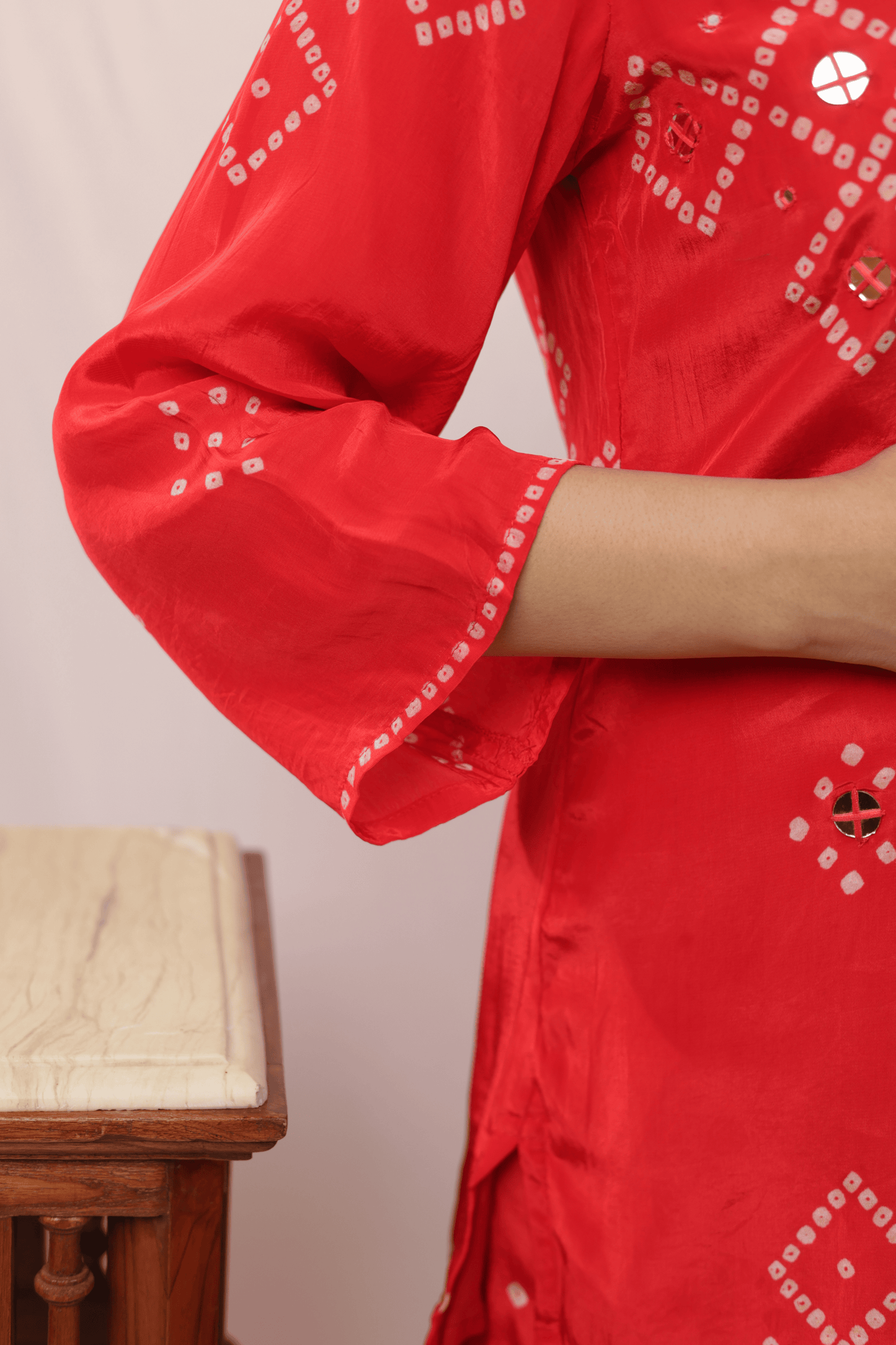 Mirror work bandhni style designer Co-ord set