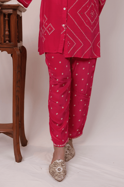 Mirror work bandhni style designer Co-ord set