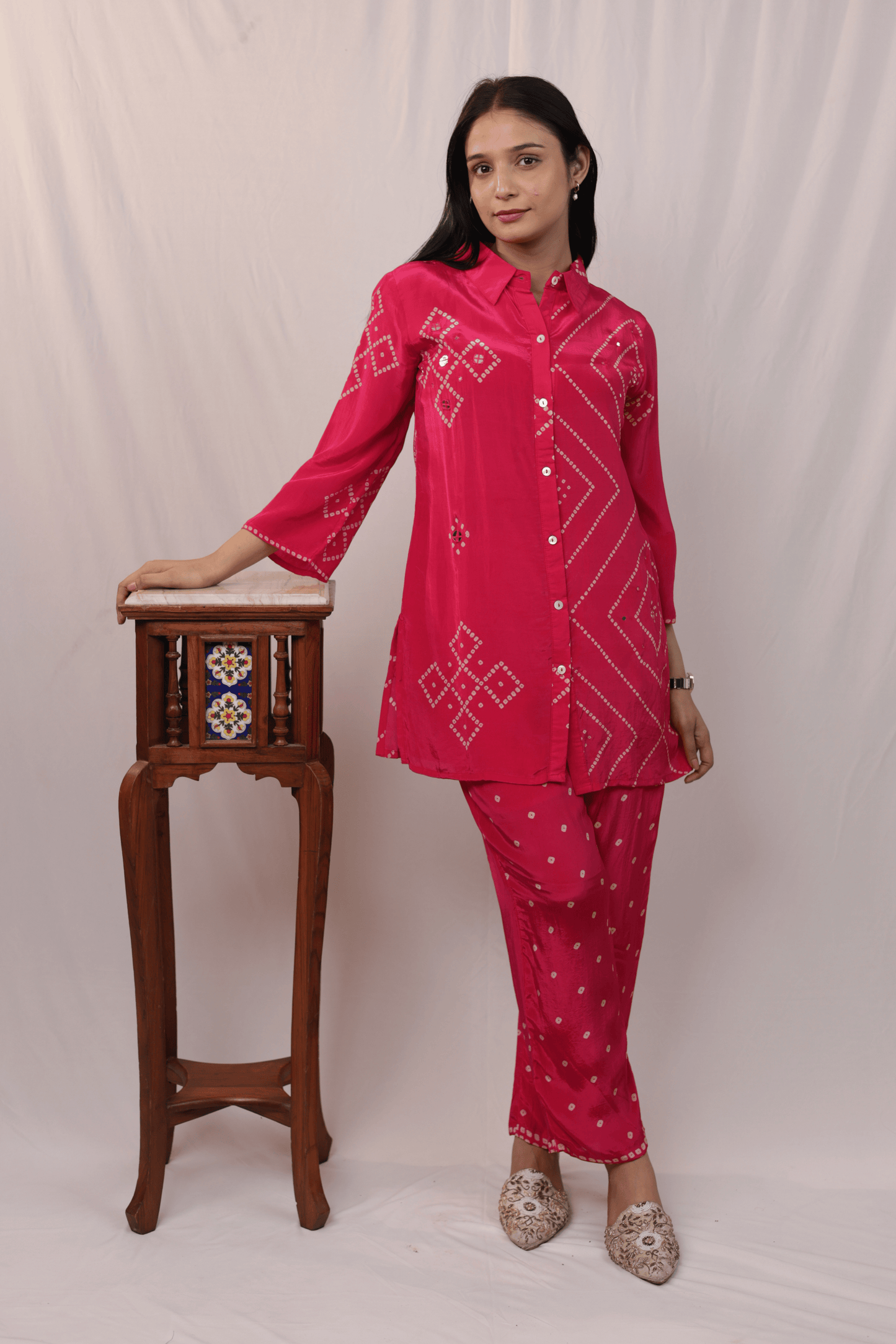 Mirror work bandhni style designer Co-ord set