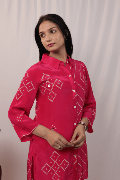 Mirror work bandhni style designer Co-ord set