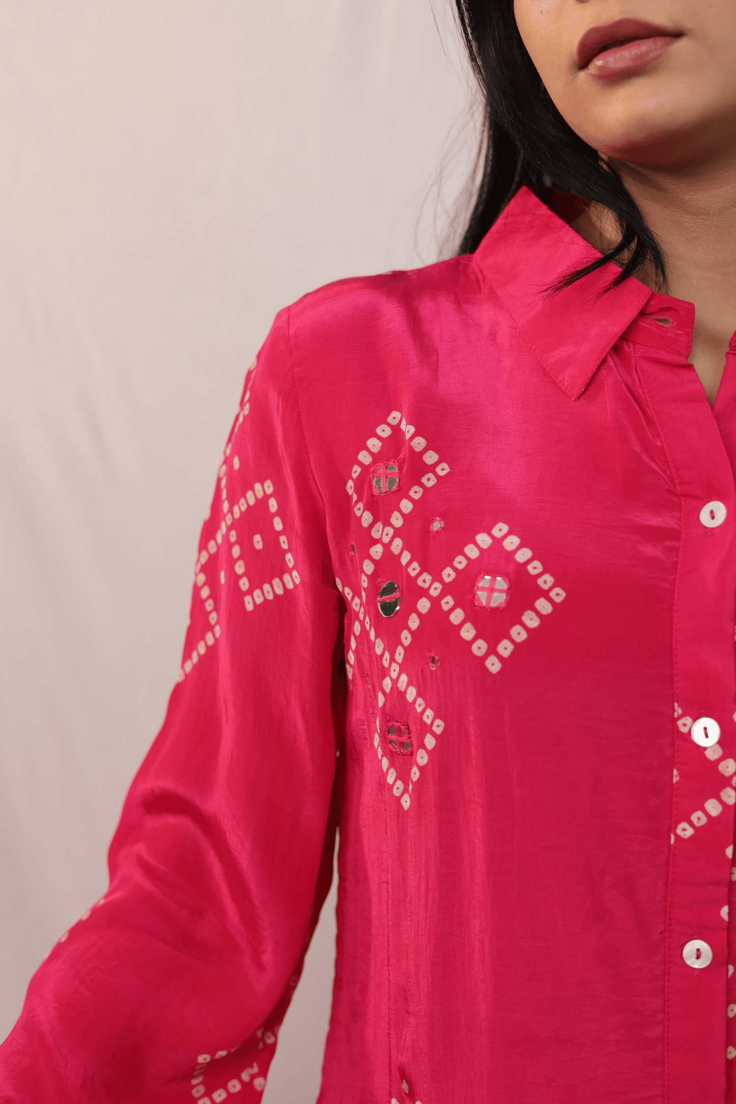 Mirror work bandhni style designer Co-ord set