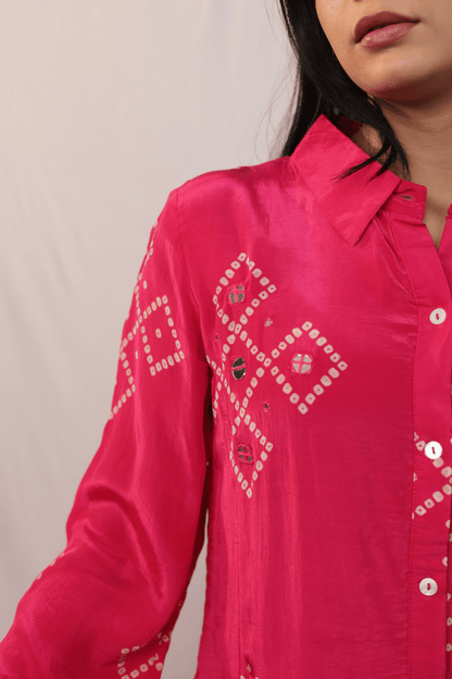 Mirror work bandhni style designer Co-ord set