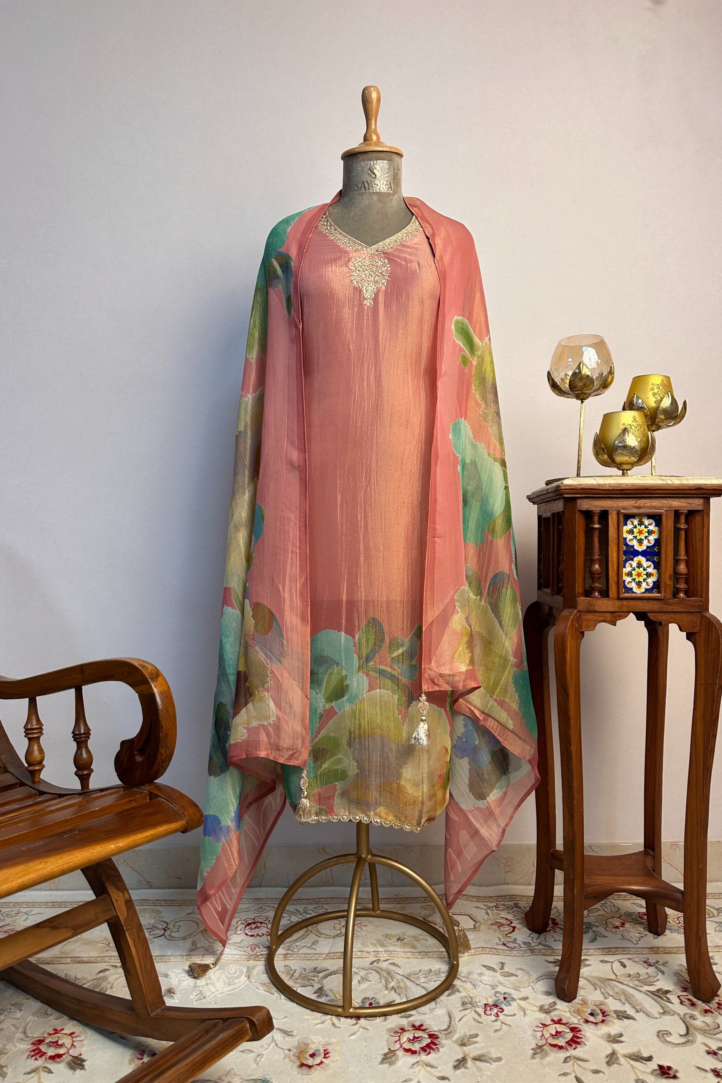 Muslin Silk Pink Digital Printed Hand Embroidered Unstitched Suit Set