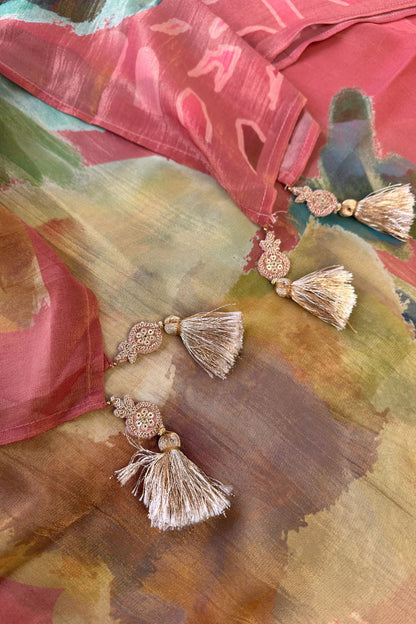 Muslin Silk Pink Digital Printed Hand Embroidered Unstitched Suit Set