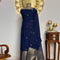 Navy Blue Chanderi Gold Zari Jamdani Weaving Unstitched suit Set
