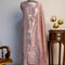 Pink Organza Tissue  hand embroidered Unstitched Suit with crushed organza dupatta