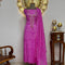 Pink Bandhni Silk Unstitched Suit With Thread And Mirror Handwork