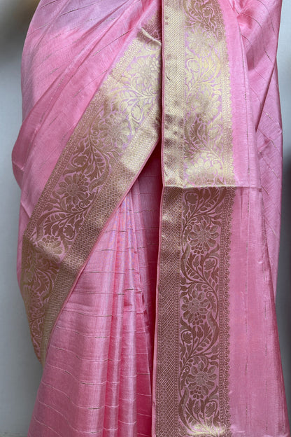 Pink Dola Silk Saree With Sabyasachi Inspired Blouse