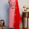 Pink Organza Pitta Work Unstitched Suit Set