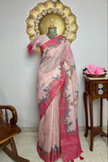 Raw Linen Silk Summer Special Saree With Stitched Designer Blouse