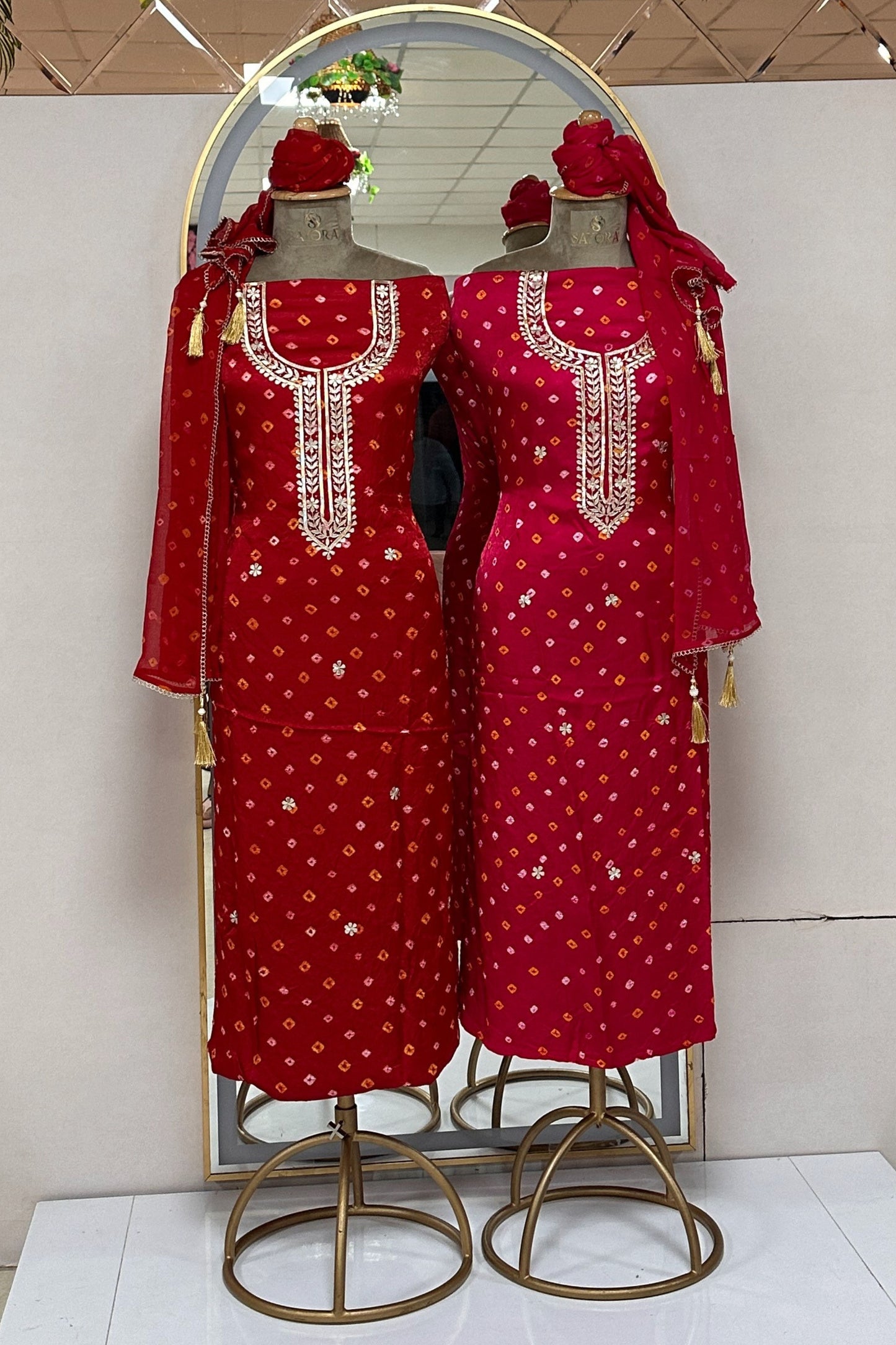 Rajasthani Bandhej  3 piece Unstitched Suit set