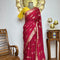 Rani Pink Georgette Viscose Saree with hand Embroidered Designer Stitched Blouse
